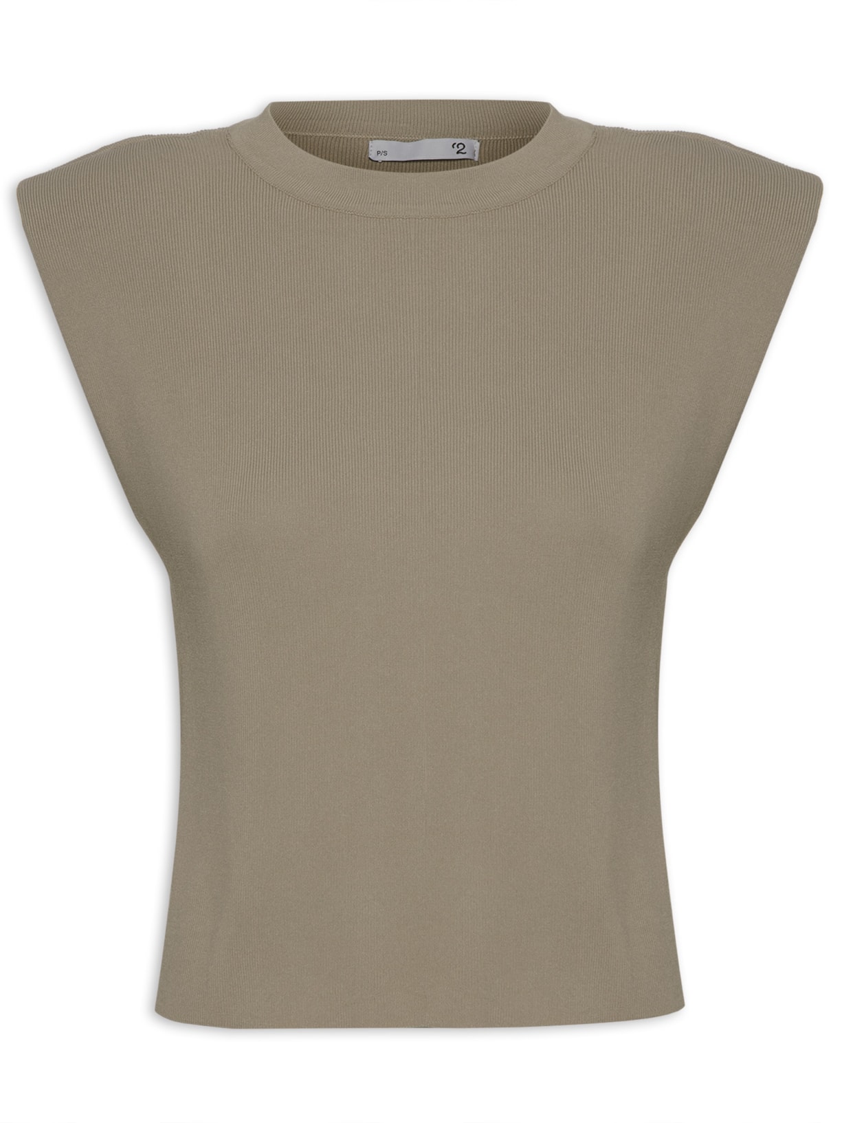 Regata Feminina Tricot Sem Manga Com Ombreira - Marrom