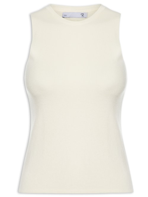 Regata Feminina Tricot Sem Manga - Off White