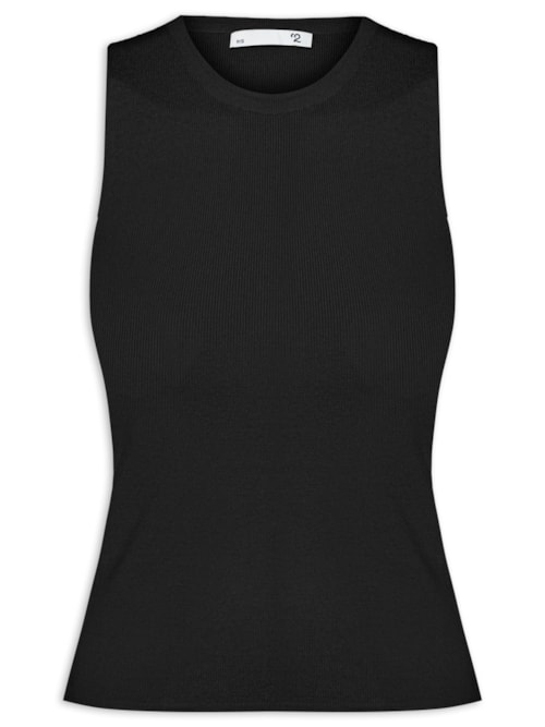 Regata Feminina Tricot Sem Manga - Preto