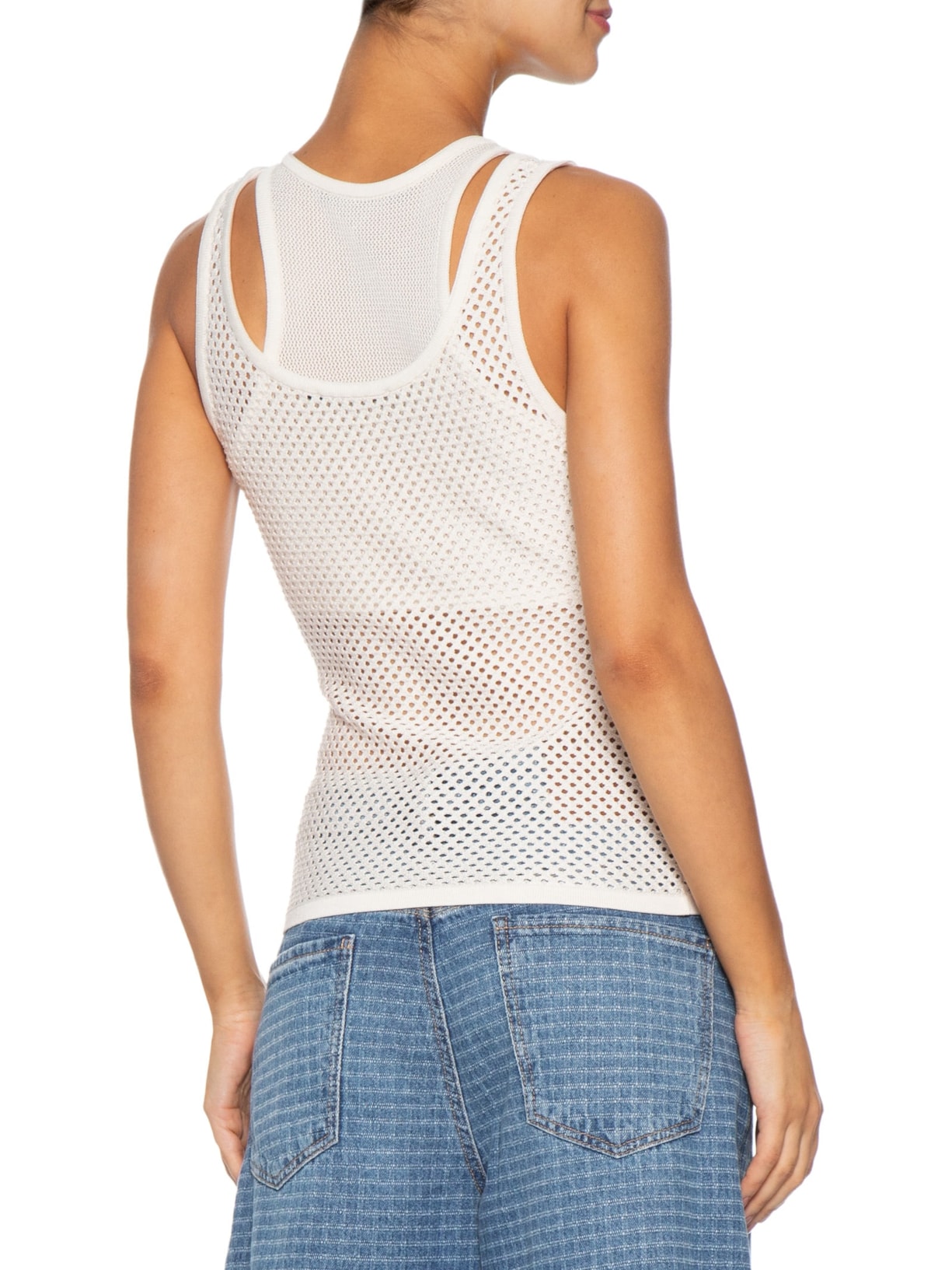 Regata Feminina Tricot Telado Off White Coven