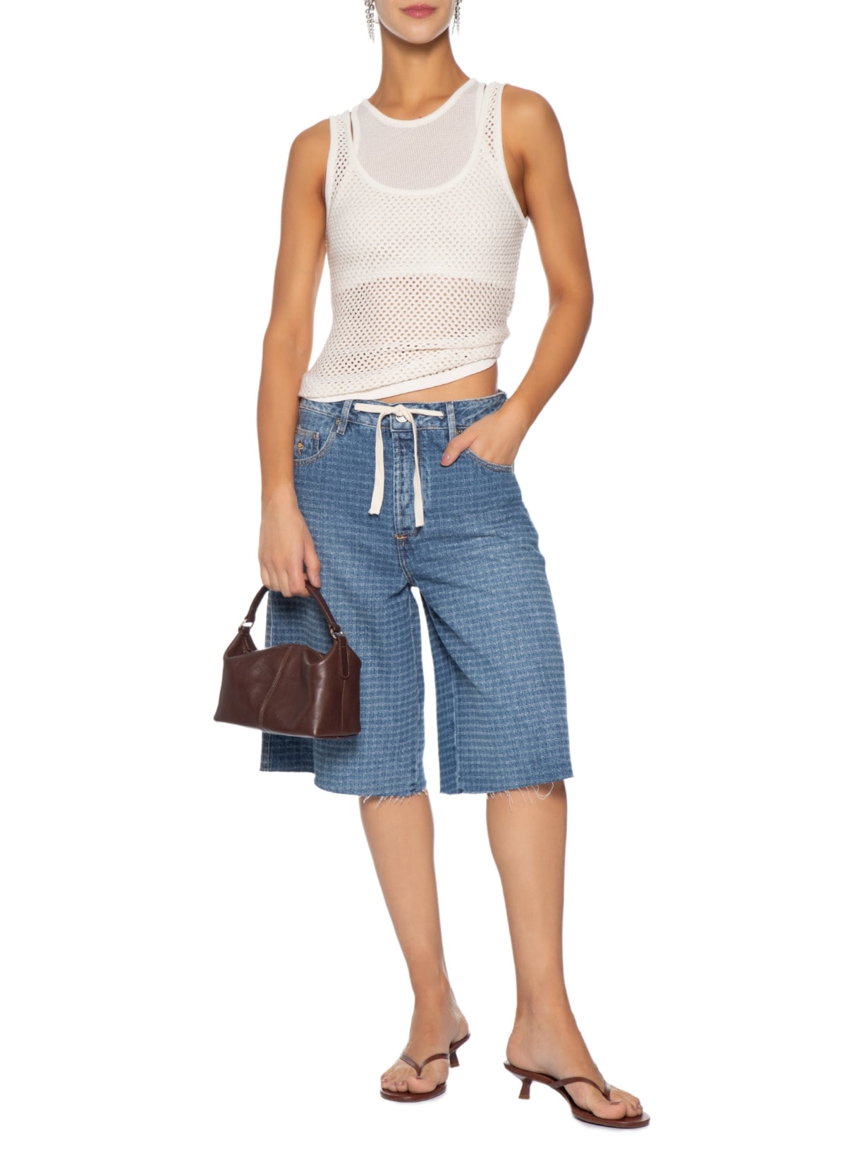 Regata Feminina Tricot Telado Off White Coven