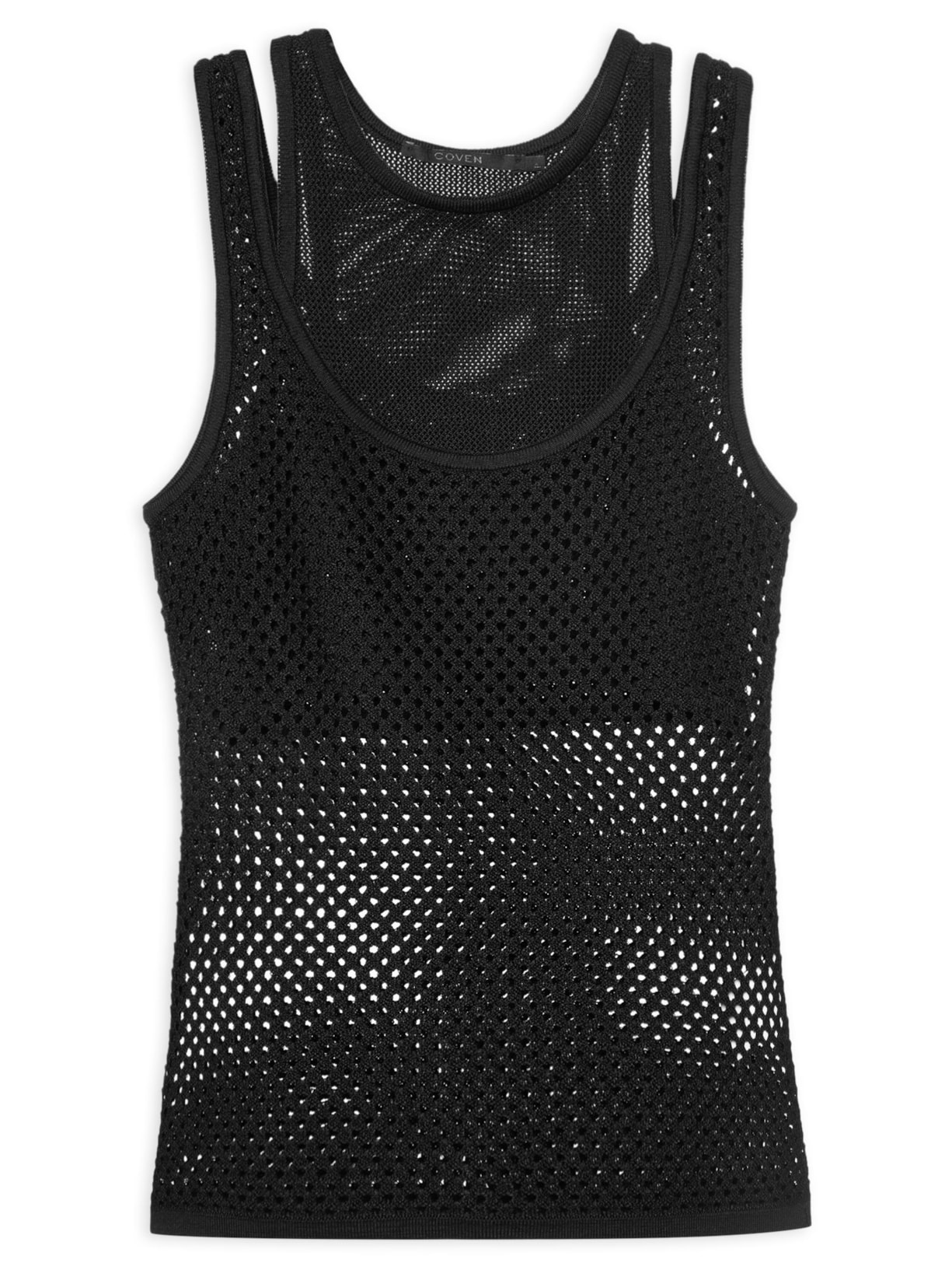 Regata Feminina Tricot Telado Preto Coven