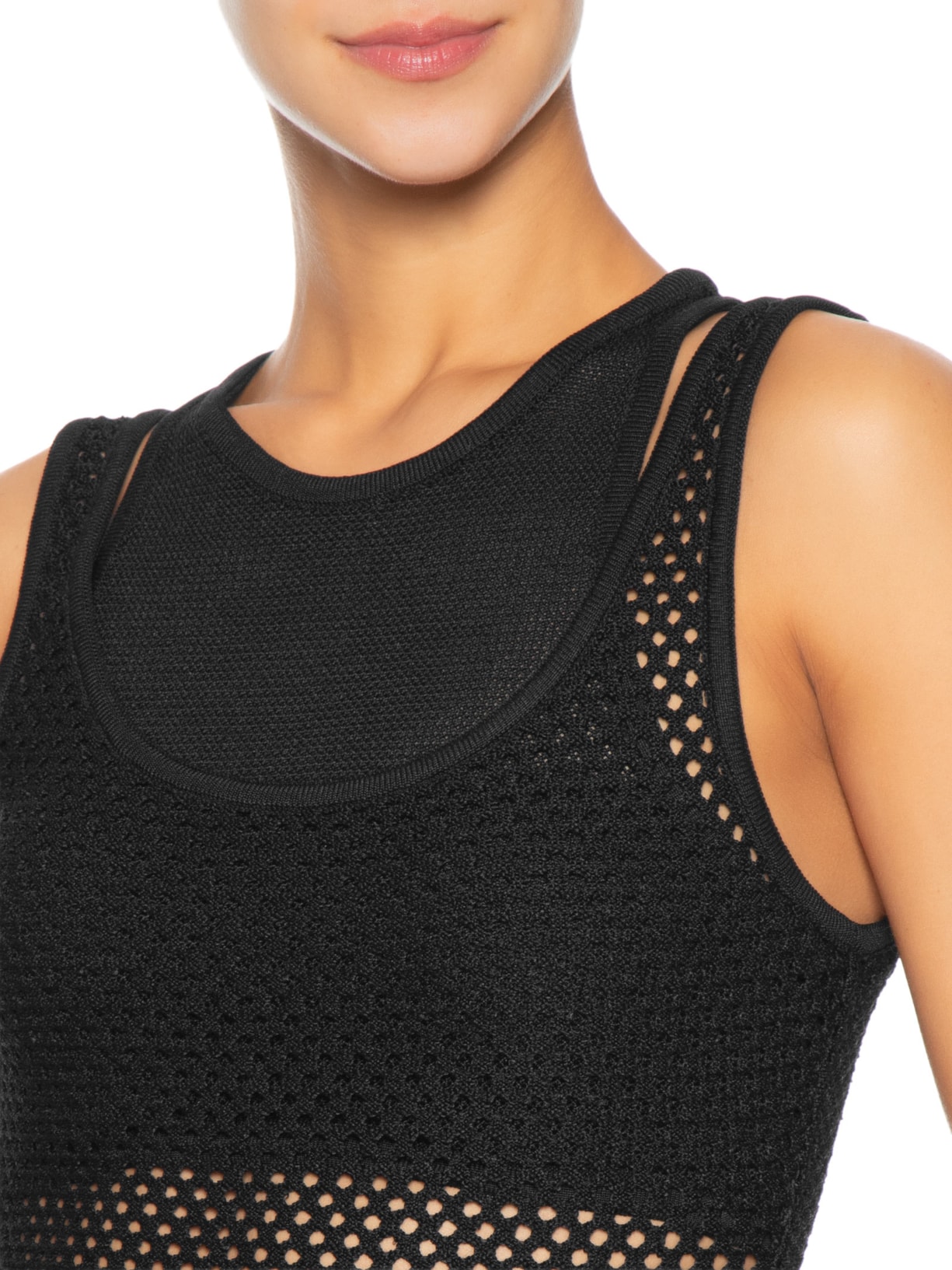 Regata Feminina Tricot Telado Preto Coven