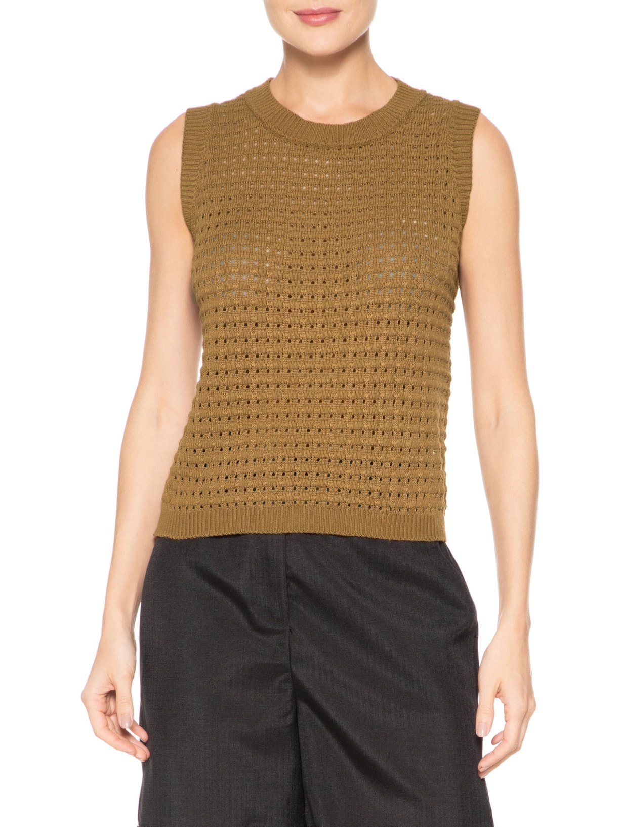 Regata Feminina Tricot Texturizada Bege Basiq