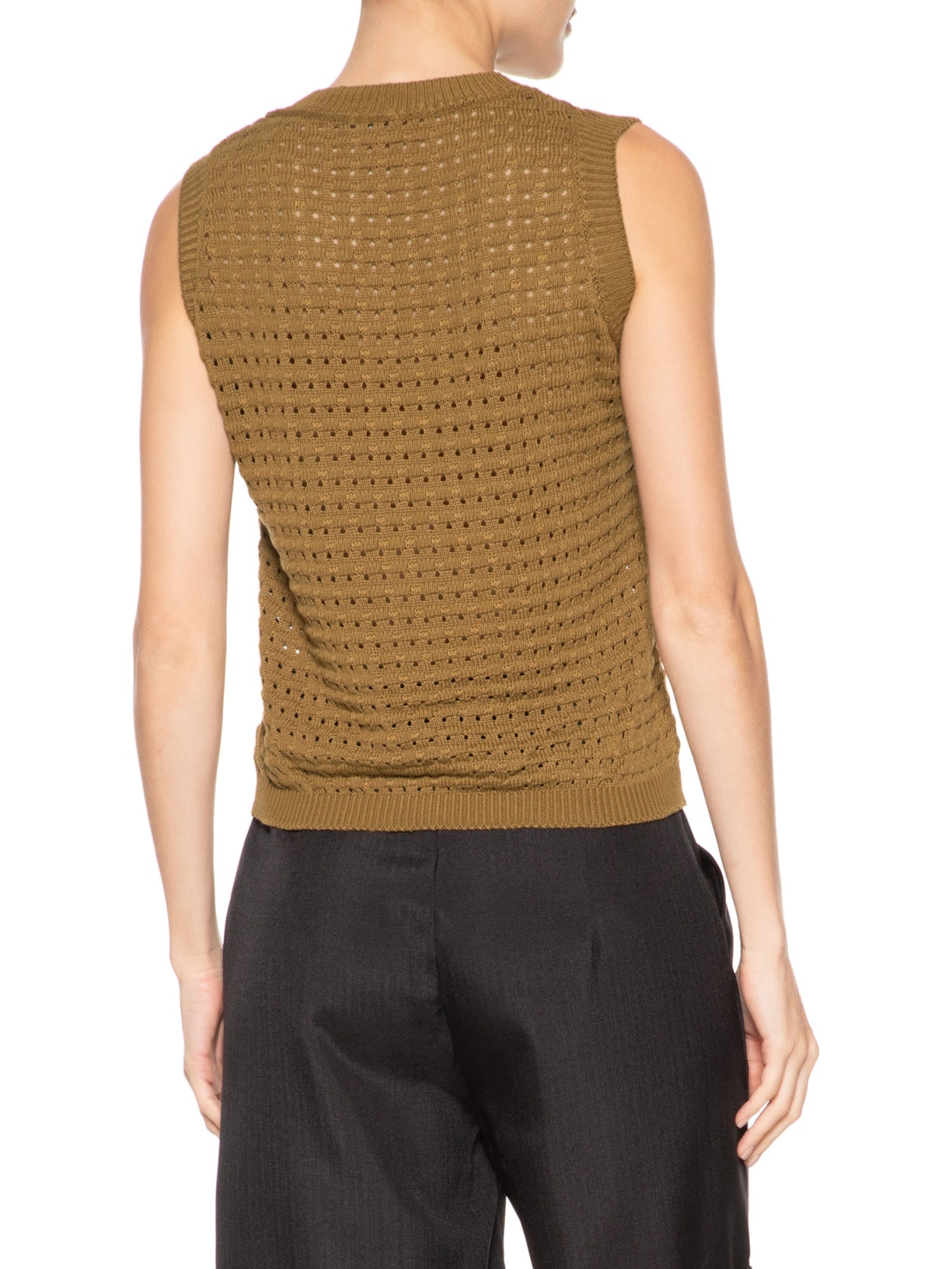 Regata Feminina Tricot Texturizada Bege Basiq