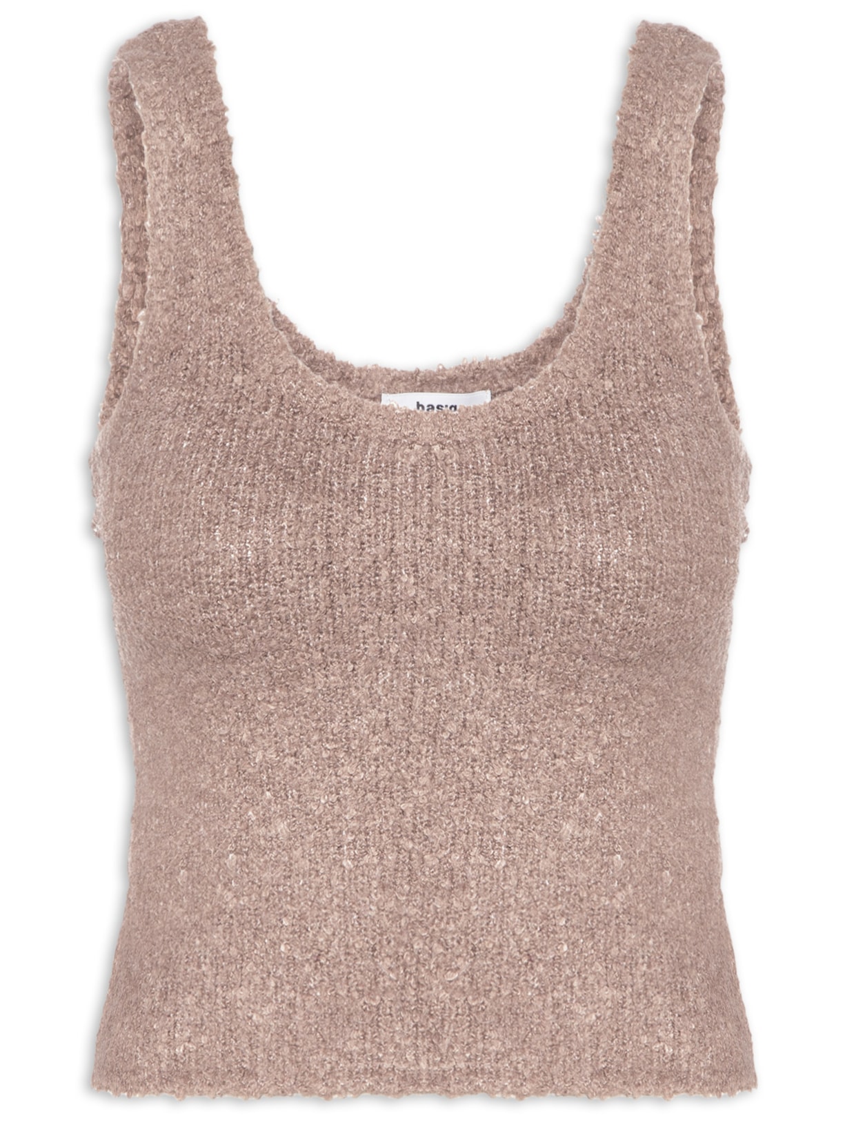 Regata Feminina Tricot Texturizada Marrom Basiq