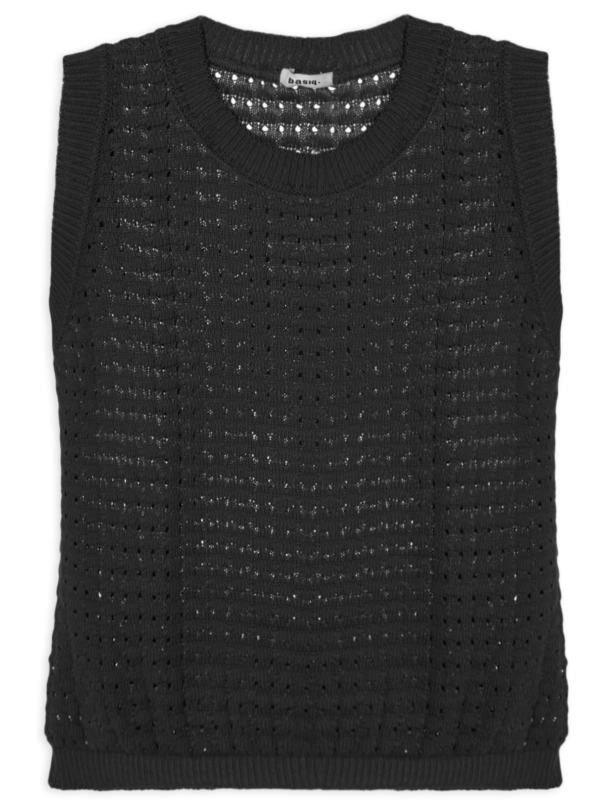 Regata Feminina Tricot Texturizada Preto Basiq