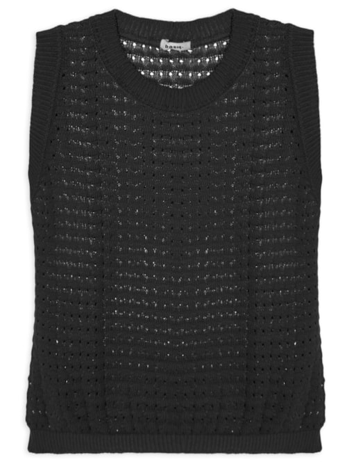 Regata Feminina Tricot Texturizada - Preto