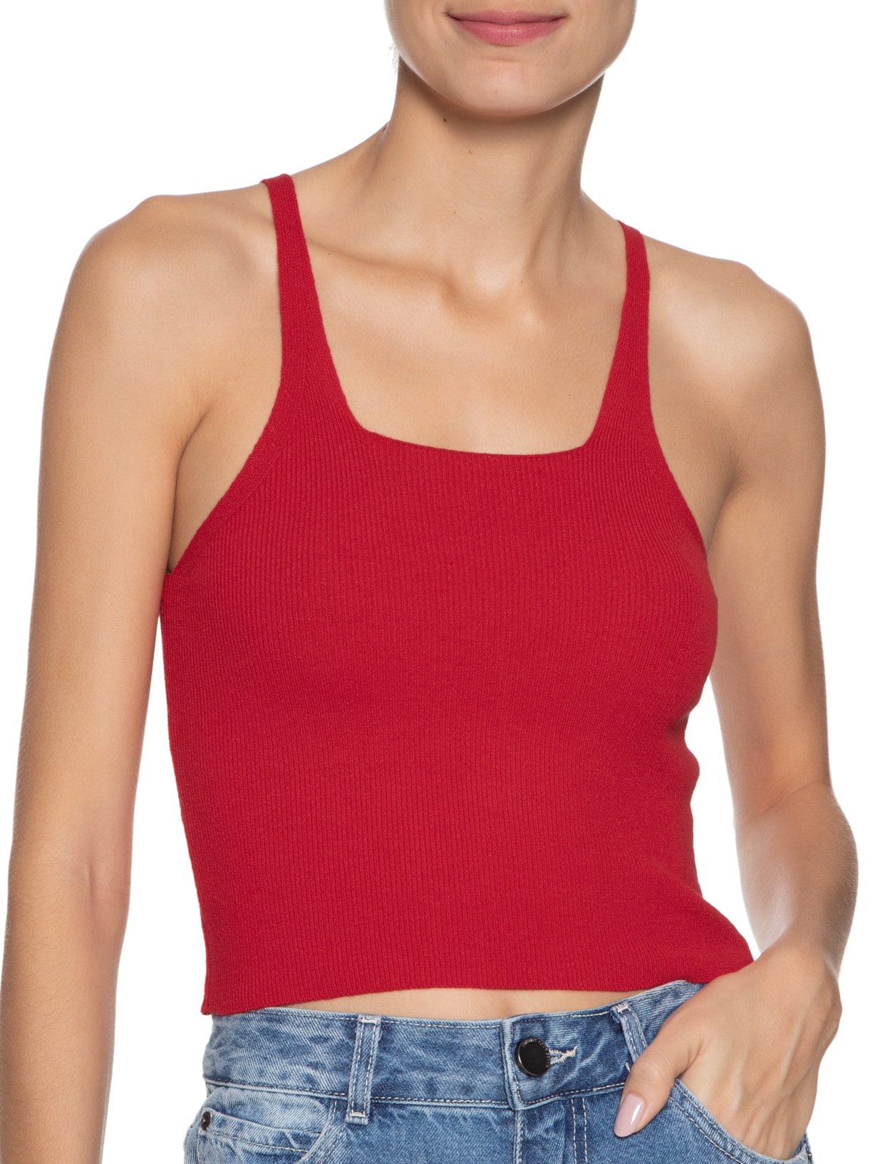 Regata Feminina Tricot Vermelho Market 33