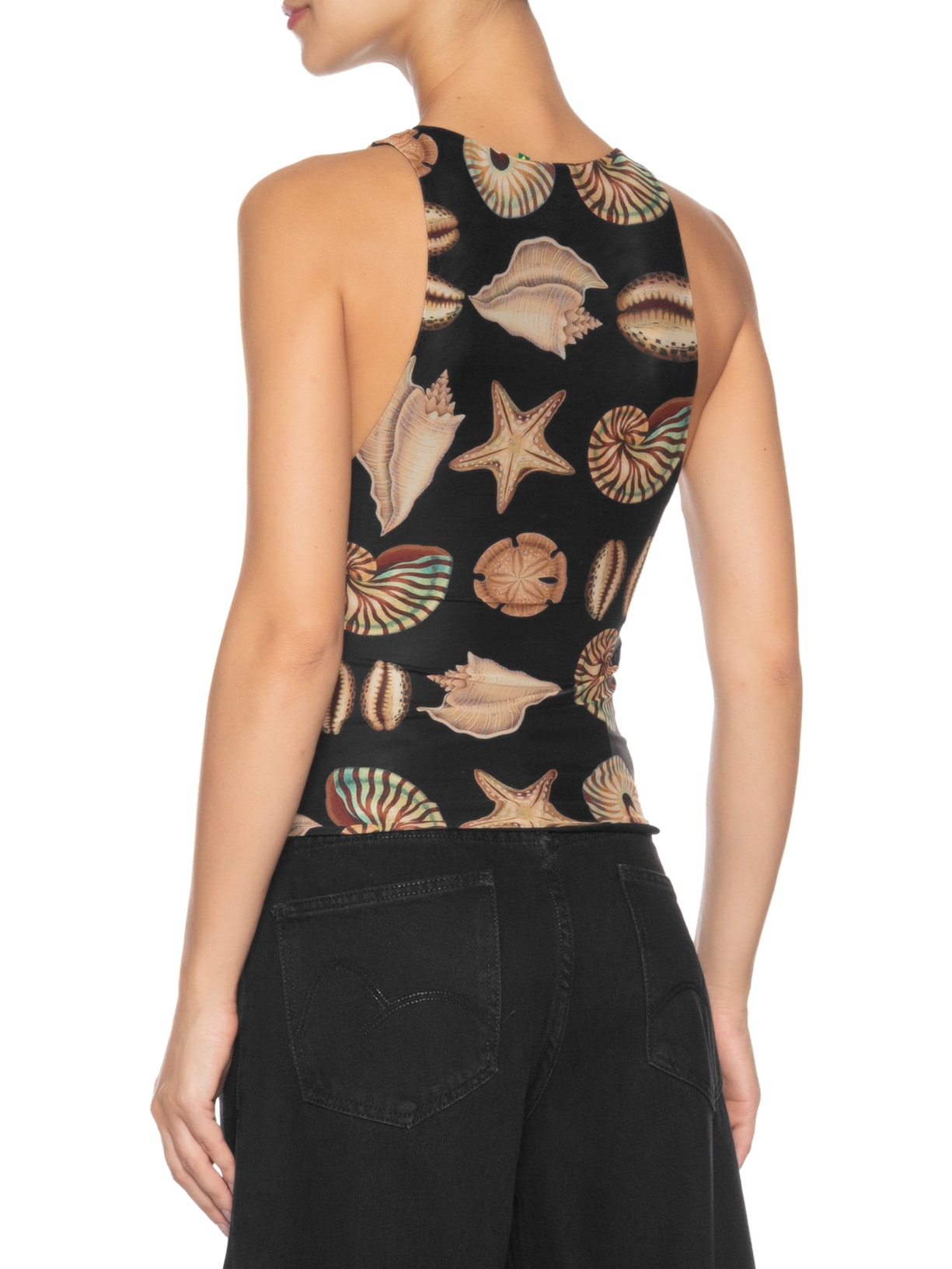 Regata Feminina Tule Conchas Preto Farm