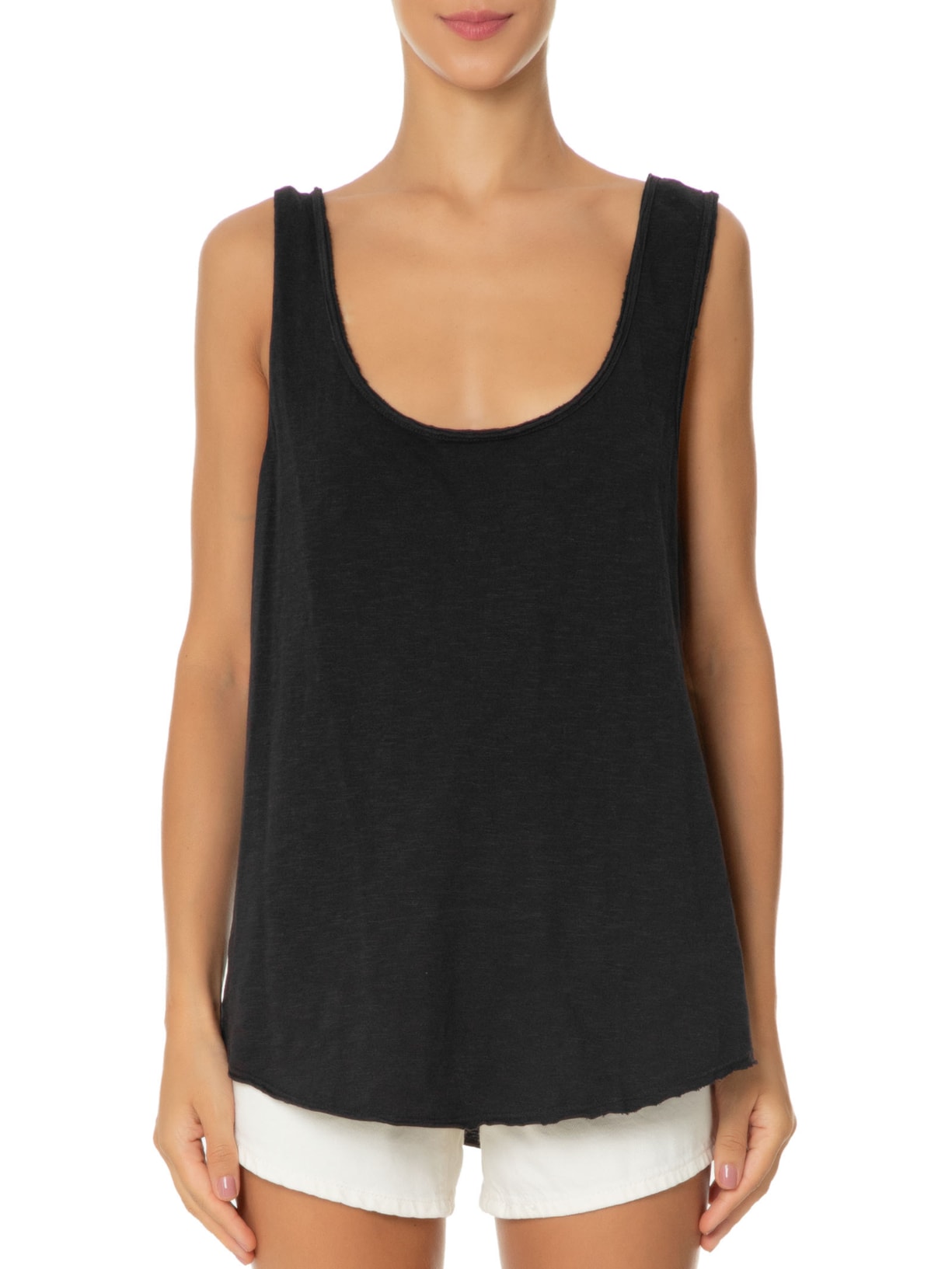 Regata Feminina Viés Duplo A Fio Preto Maria Filó