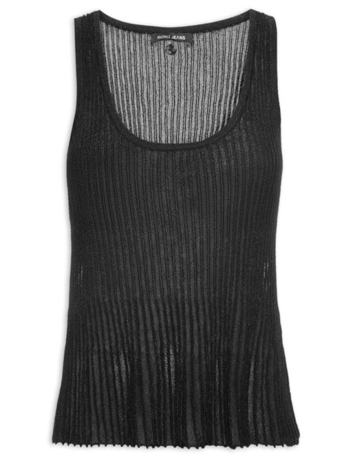 Regata Feminino de Tricot com Lurex – Preto