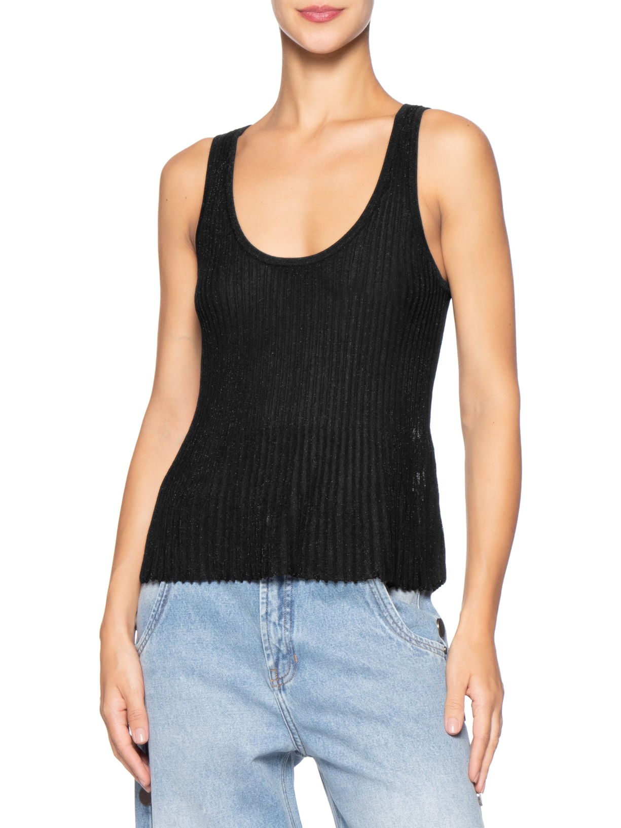 Regata Feminino de Tricot com Lurex – Preto Animale Jeans