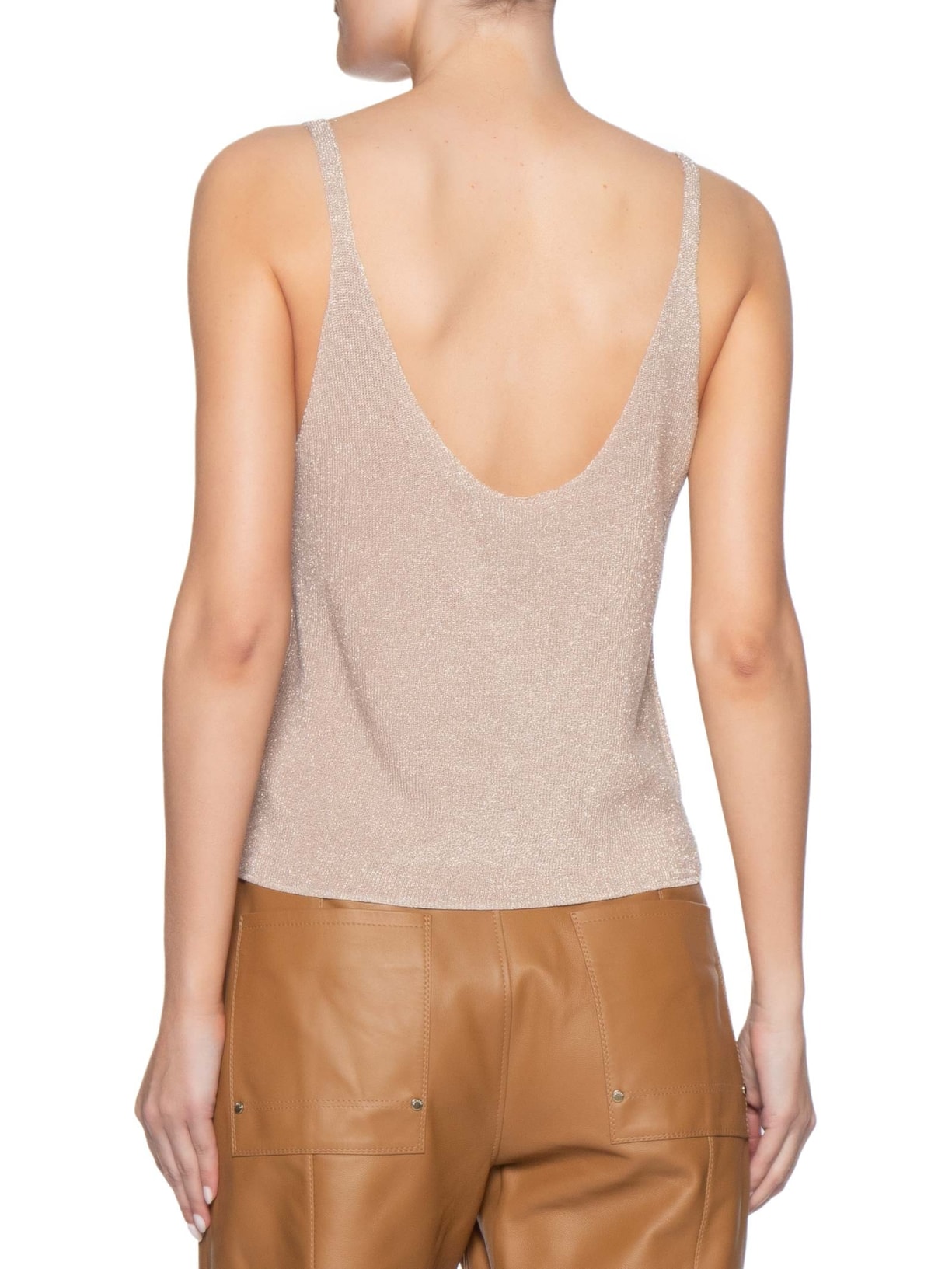 Regata Feminino de Tricot Lurex Decote V – Prata Animale