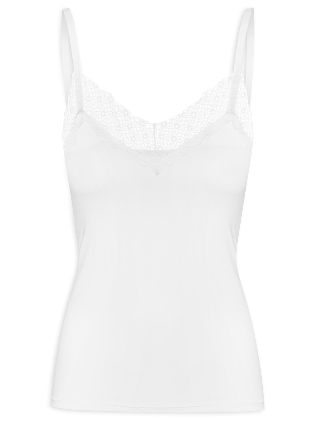Regata Feminino Em Microfibra Com Renda No Decote Branco Bonjour By Hope