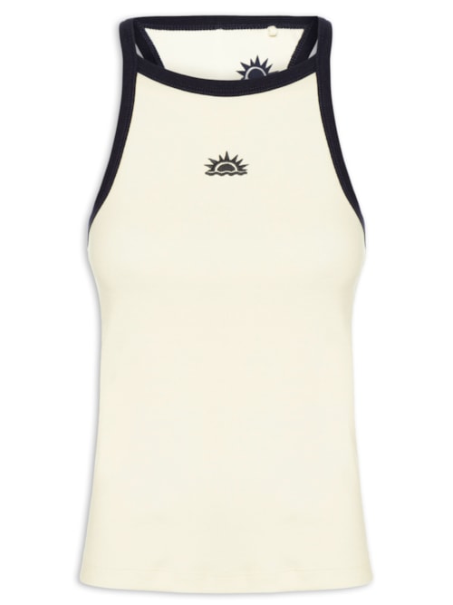 Regata Feminino Vies Contrastante Bordada– Amarelo