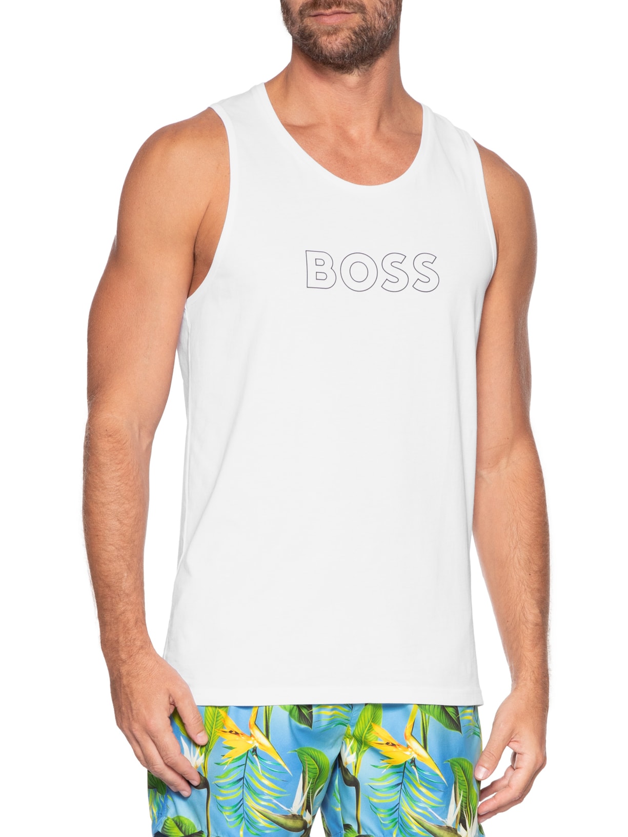 Regata Masculina Bardeur Beach Tank Top Branco Boss