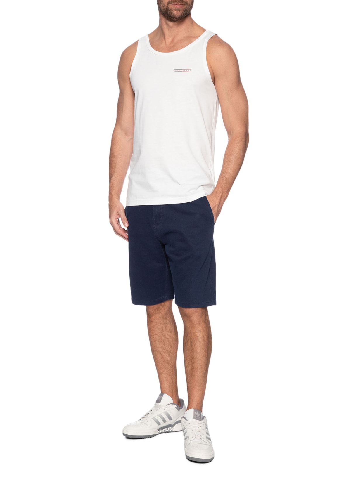 Regata Masculina Básica Slim Fit Graphic Branco Tommy Jeans