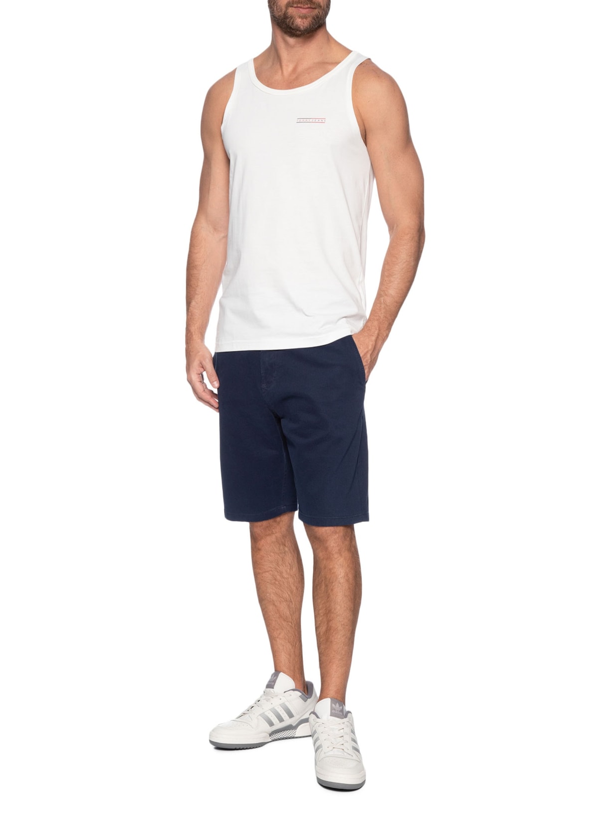 Regata Masculina Básica Slim Fit Graphic Branco Tommy Jeans