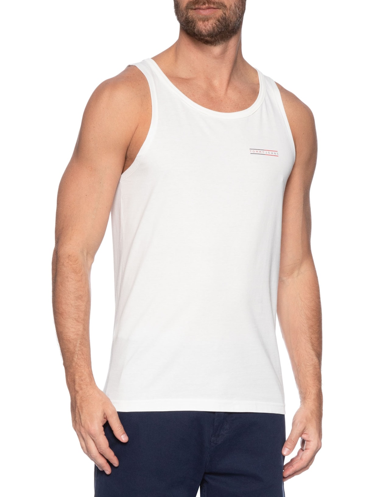 Regata Masculina Básica Slim Fit Graphic Branco Tommy Jeans