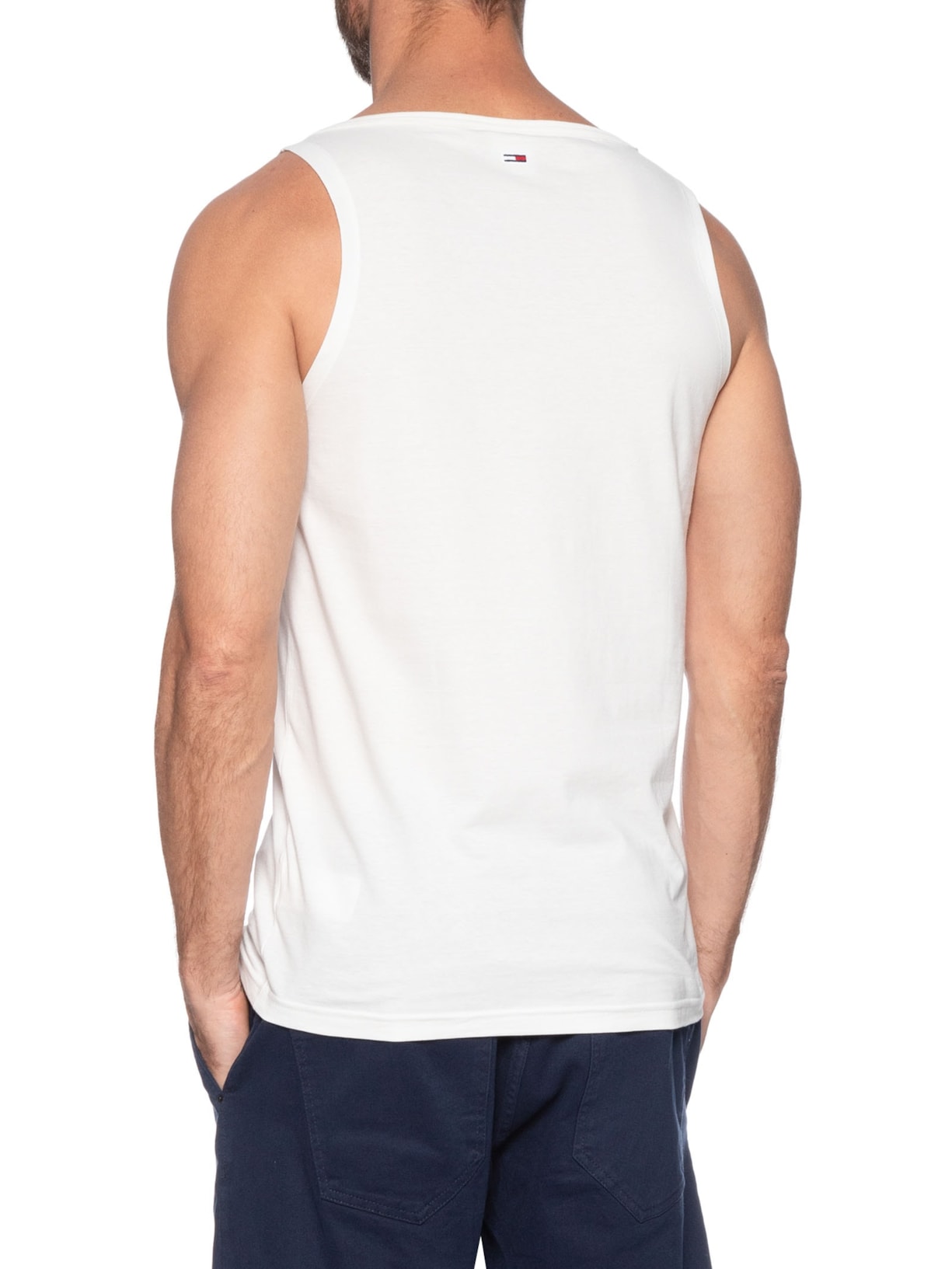 Regata Masculina Básica Slim Fit Graphic Branco Tommy Jeans