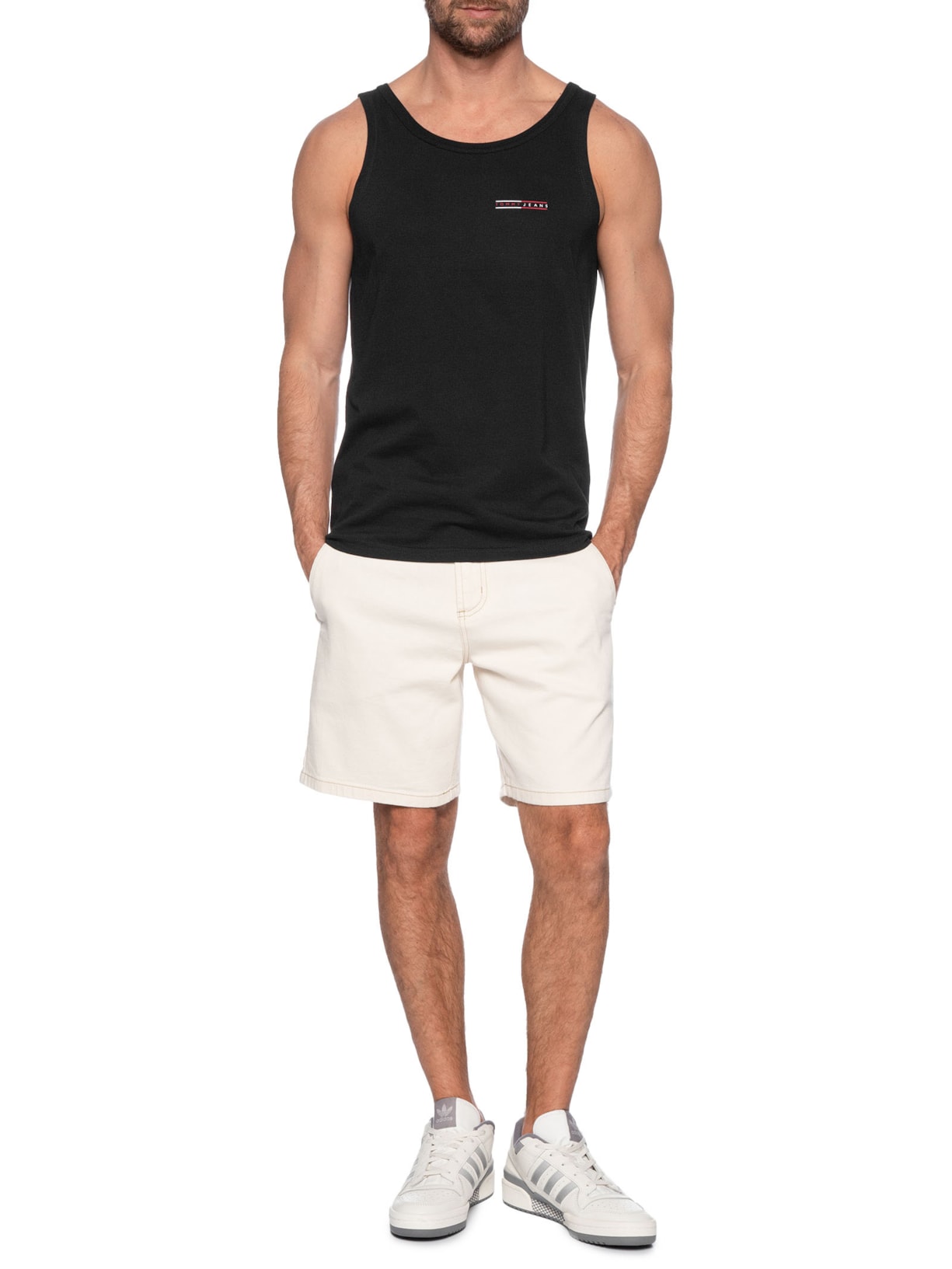 Regata Masculina Básica Slim Fit Graphic Preto Tommy Jeans