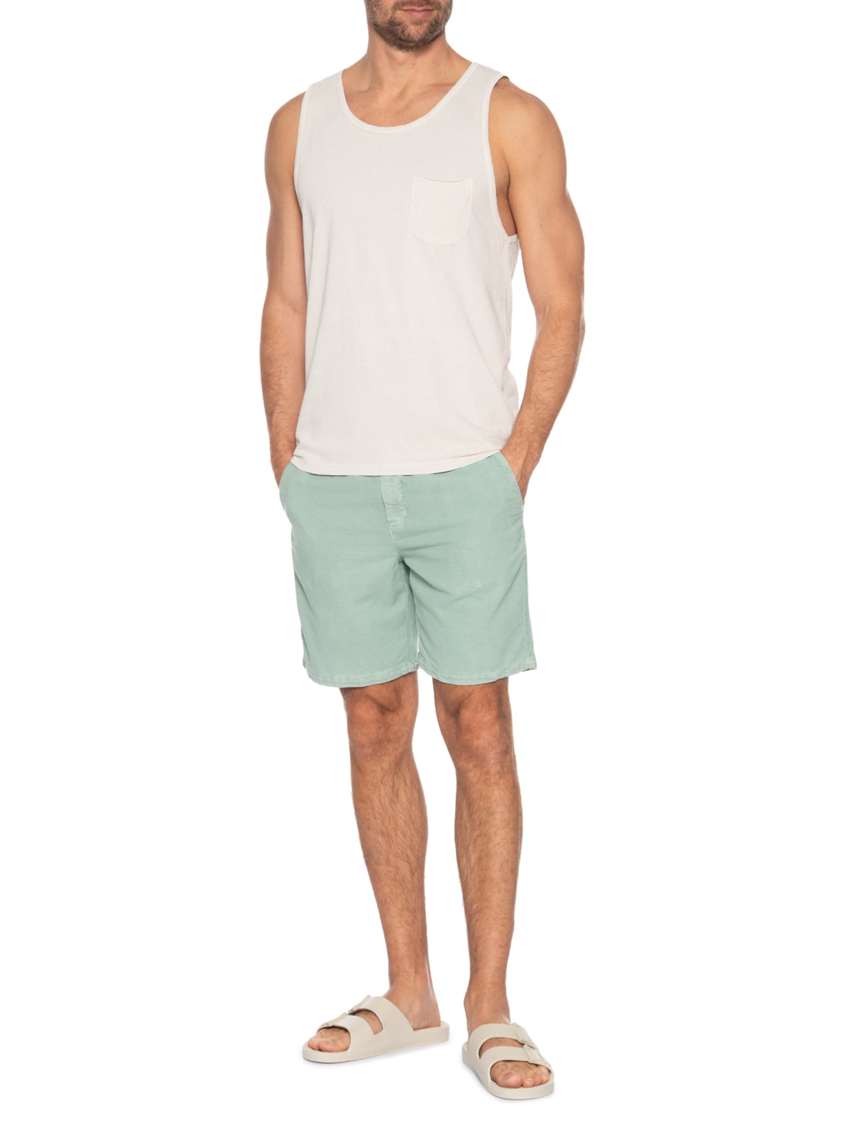 Regata Masculina Bolso Stoned Bege Pineapple