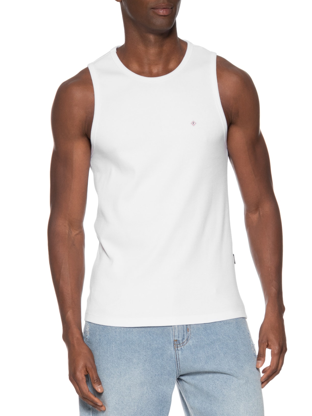 Regata Masculina Canelada Branco Forum