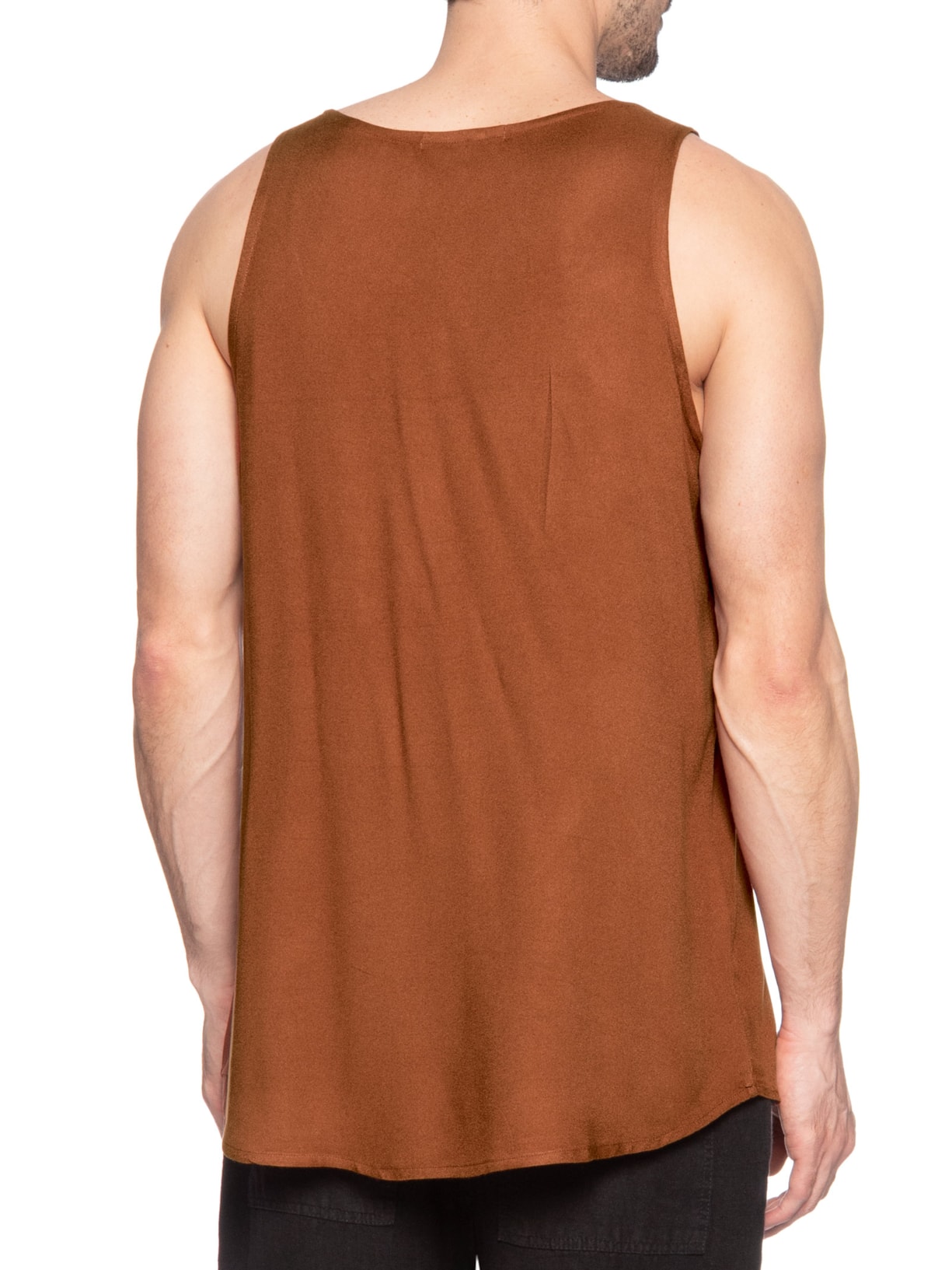 Regata Masculina Curta Viscose Marrom Handred