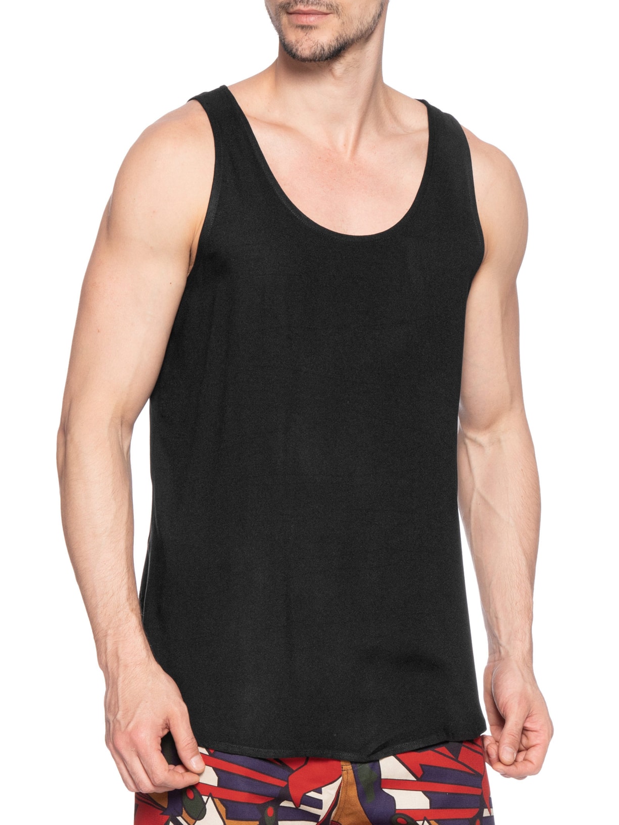 Regata Masculina Curta Viscose Preto Handred