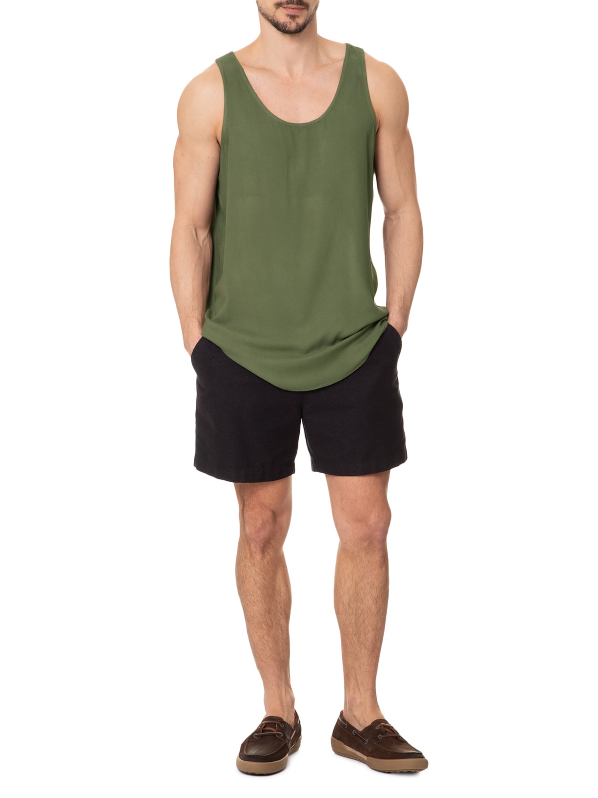Regata Masculina Curta Viscose Verde Handred