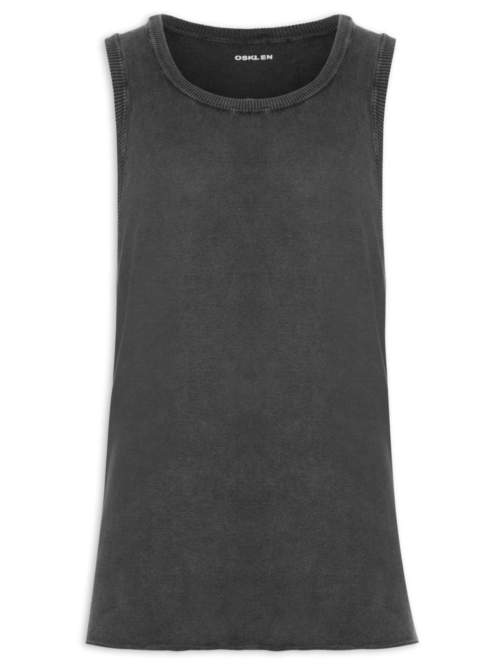 Osklen - Regata Masculina Double Tricot Stone - Cinza