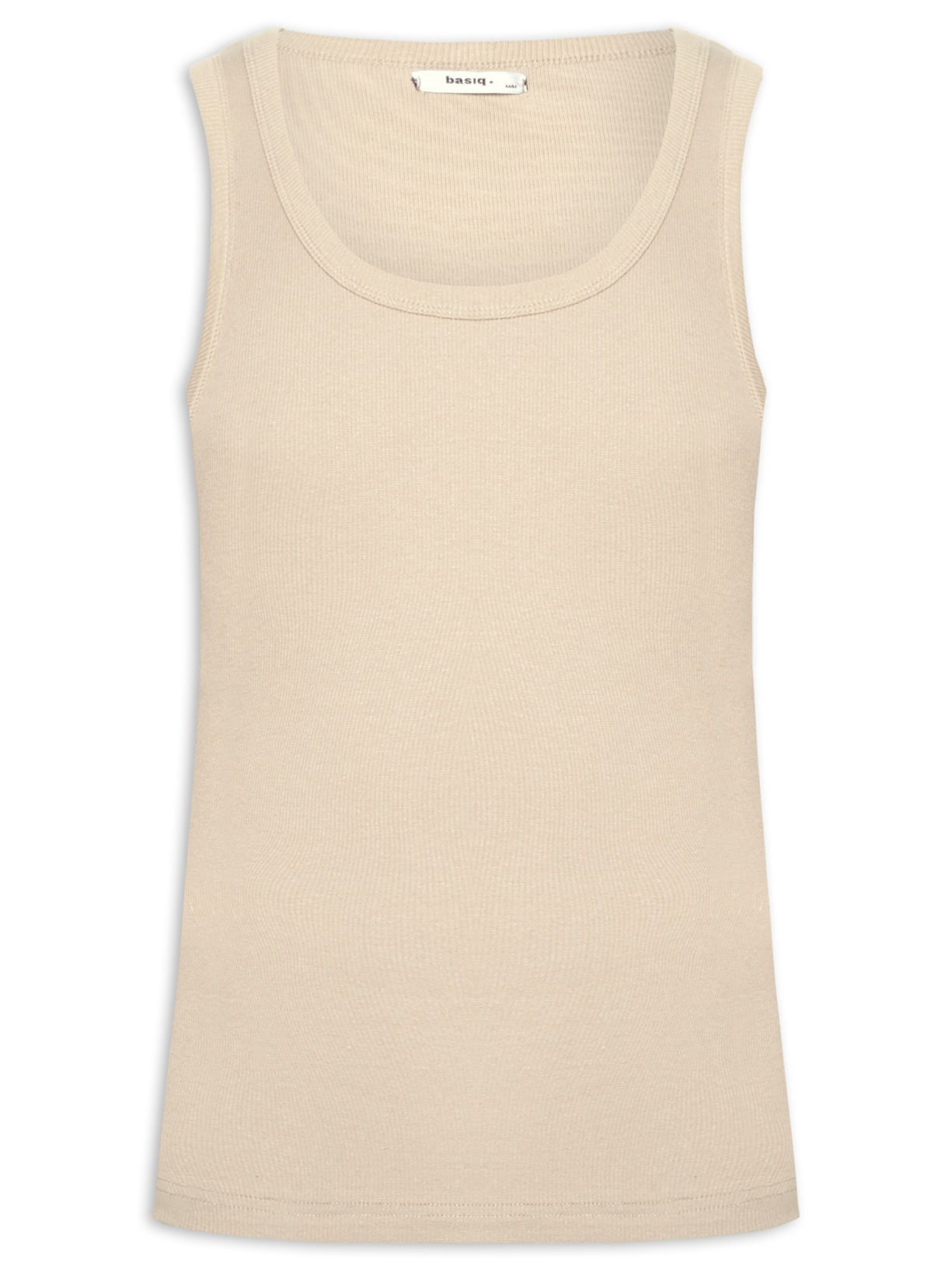 Regata Masculina Em Algodão Bege Basiq Men