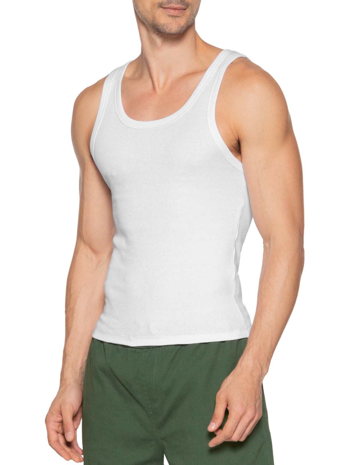 Regata Masculina Em Algodão Branco Basiq Men