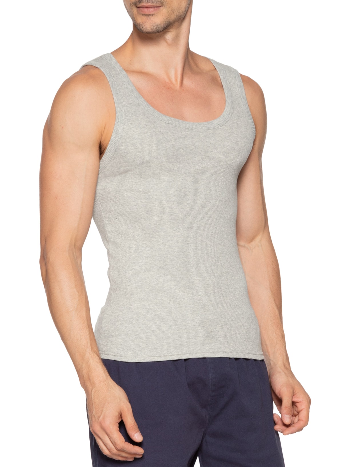 Regata Masculina Em Algodão Cinza Basiq Men