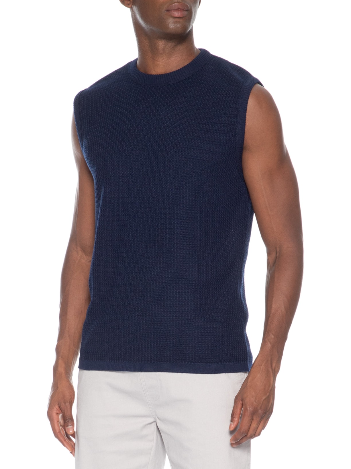 Regata Masculina em Tricot Azul Basiq Men