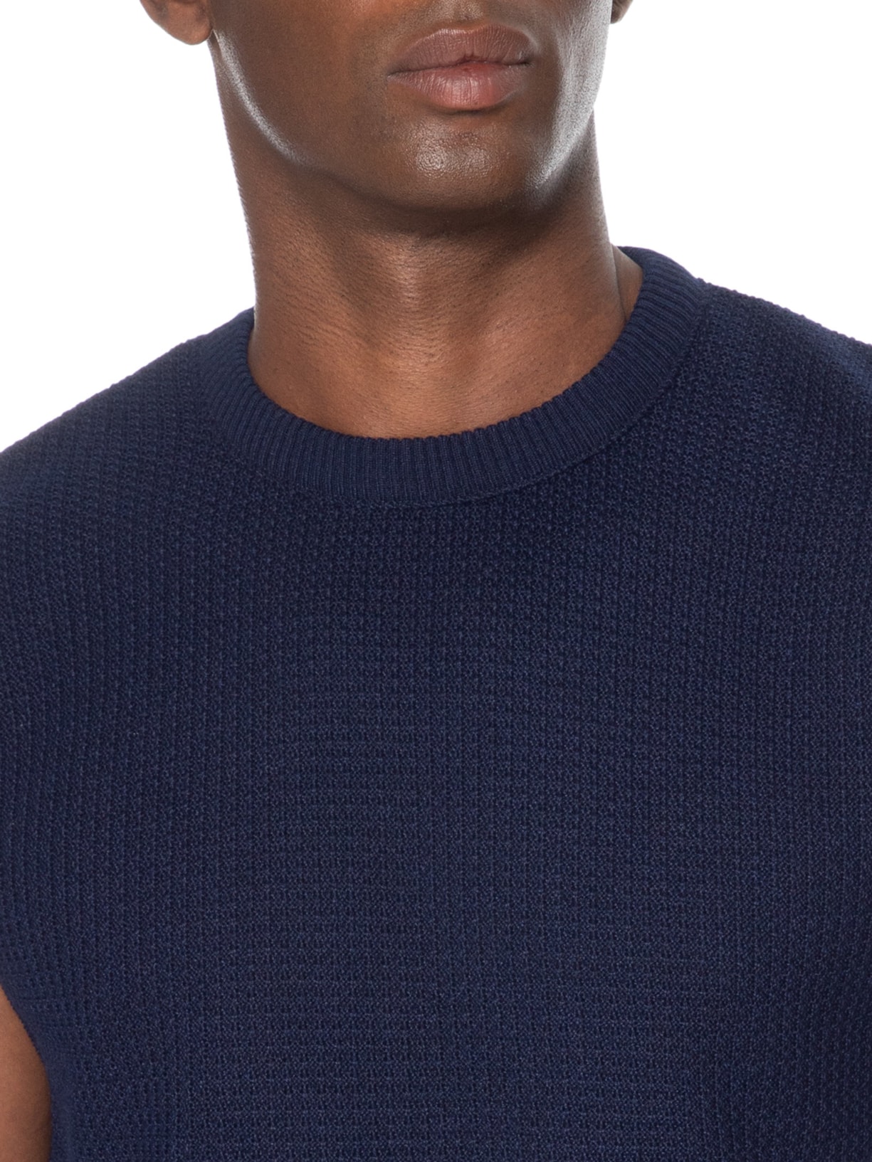 Regata Masculina em Tricot Azul Basiq Men