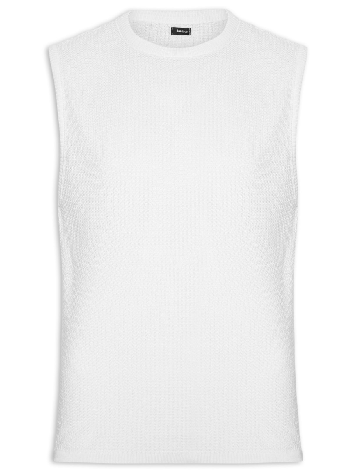 Regata Masculina em Tricot Branco Basiq Men