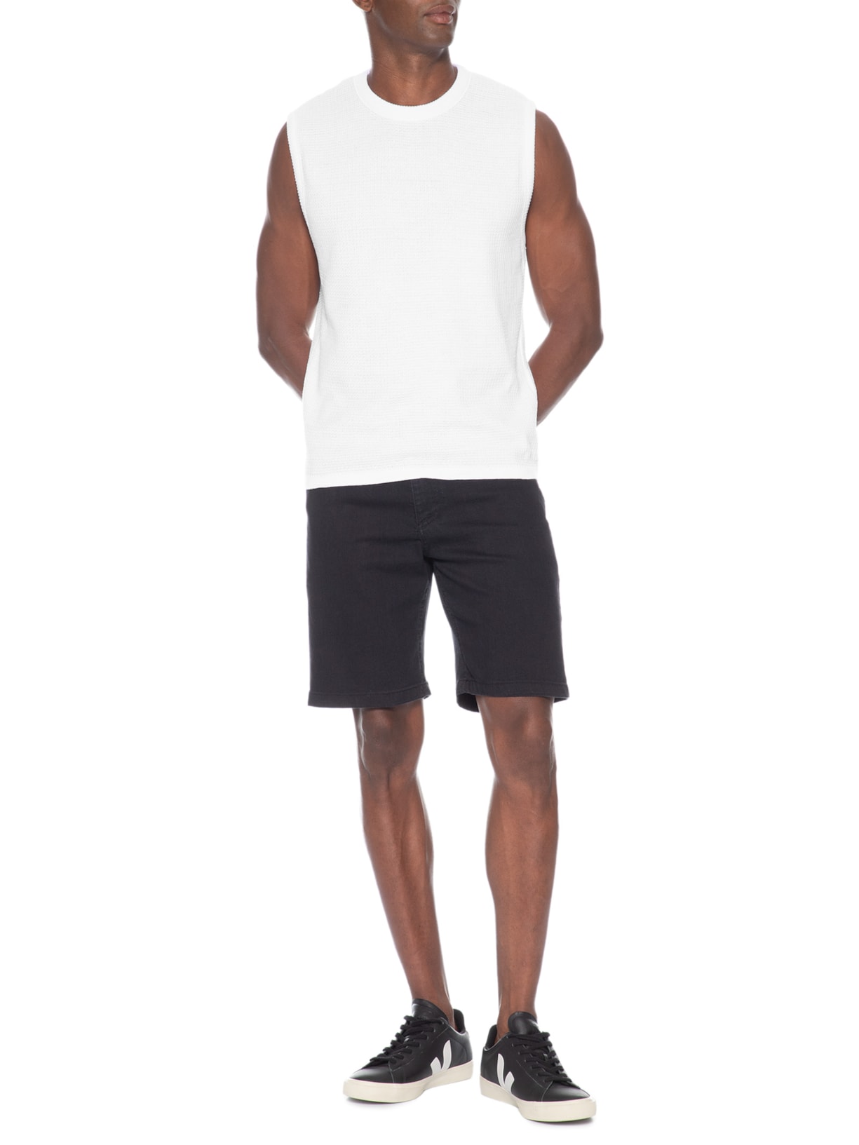 Regata Masculina em Tricot Branco Basiq Men