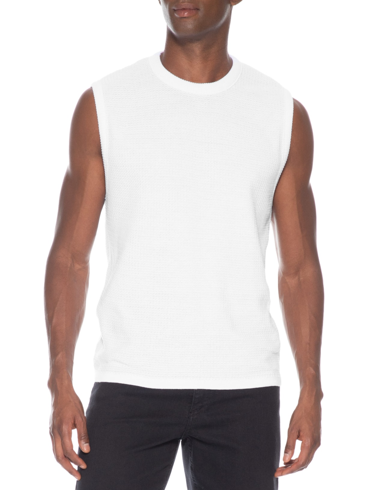 Regata Masculina em Tricot Branco Basiq Men