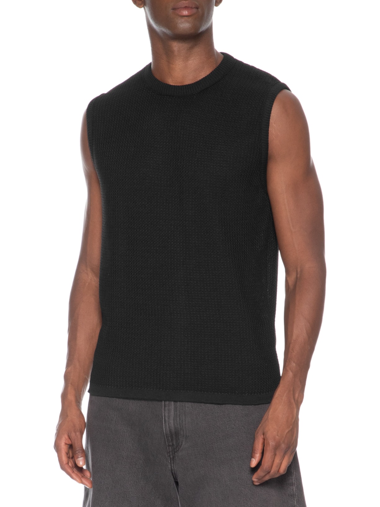 Regata Masculina em Tricot Preto Basiq Men