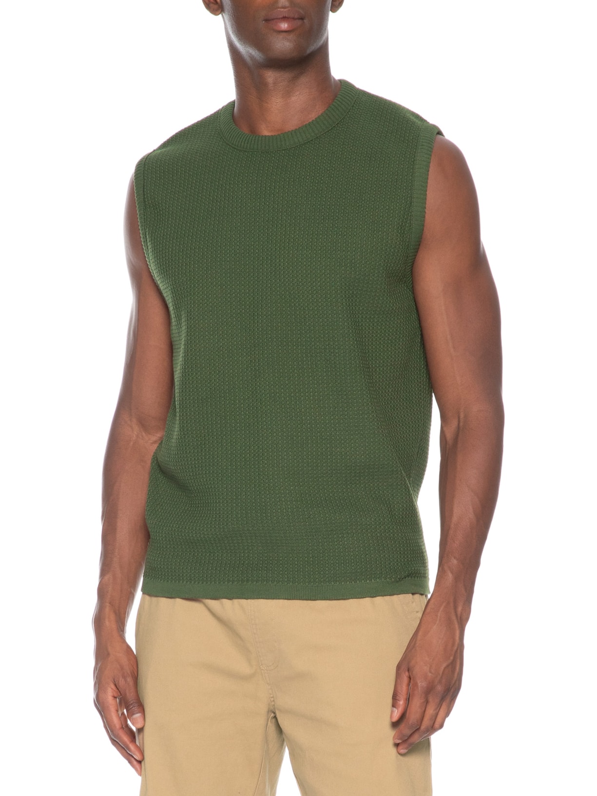 Regata Masculina em Tricot Verde Basiq Men