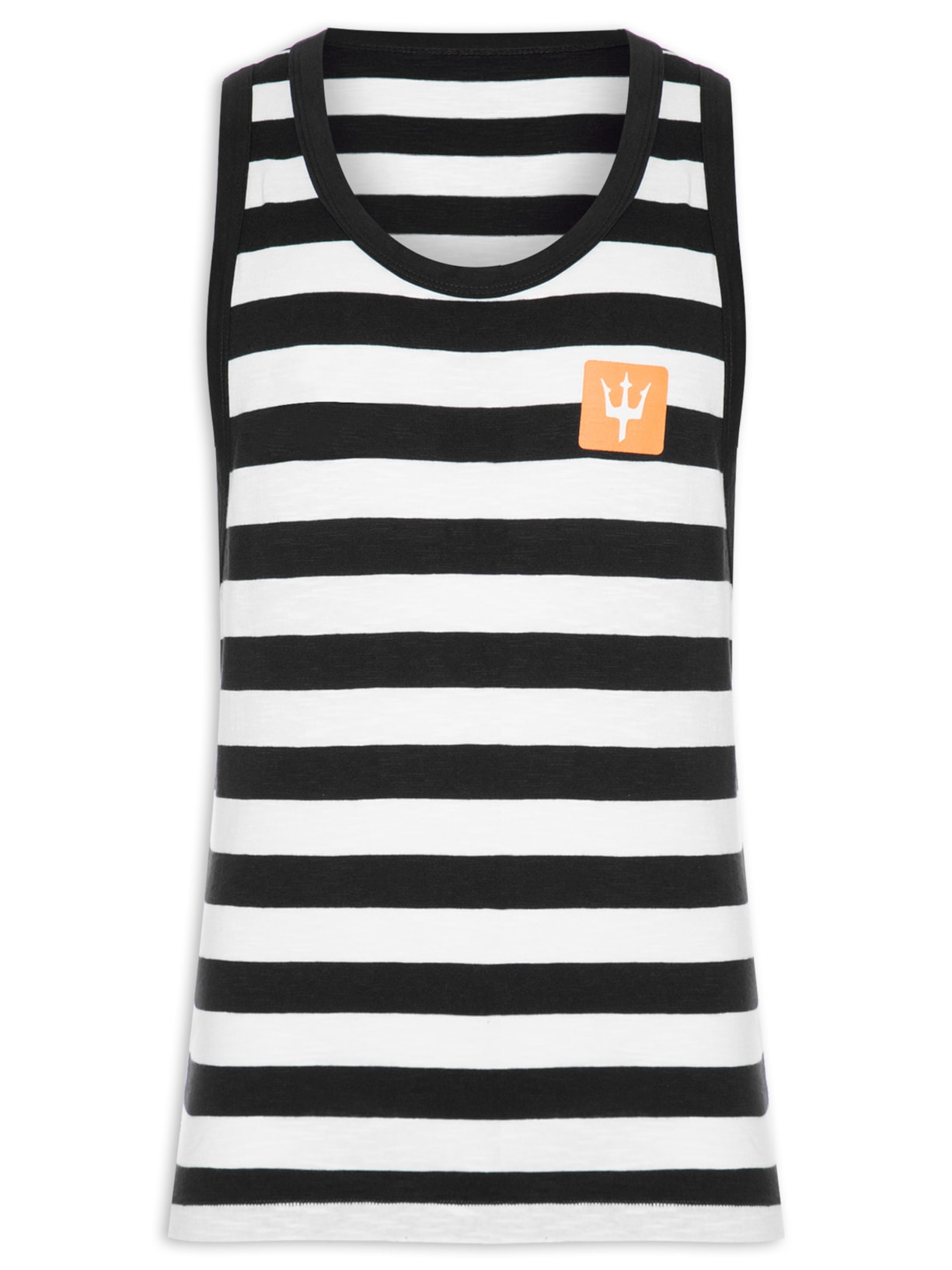 Regata Masculina Fio Tinto Bicolor Tridente - Preto