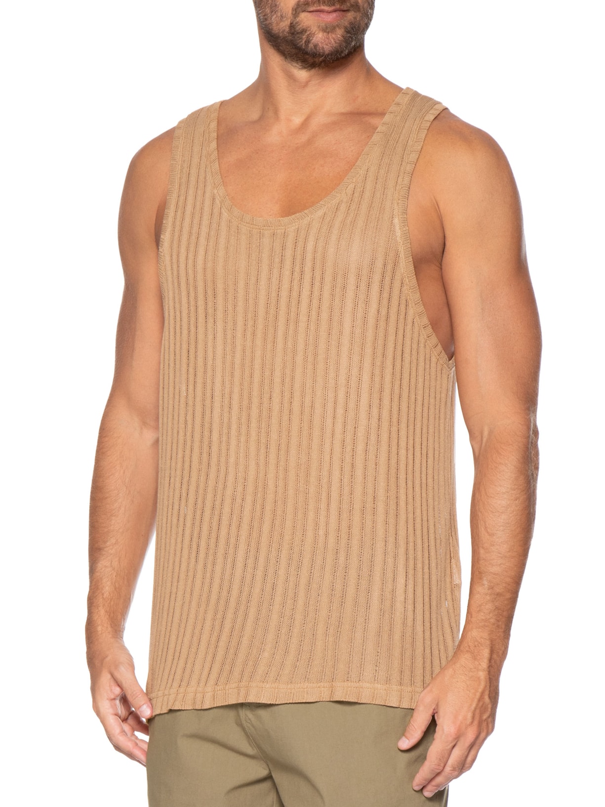 Regata Masculina Knit Texture Bege Osklen