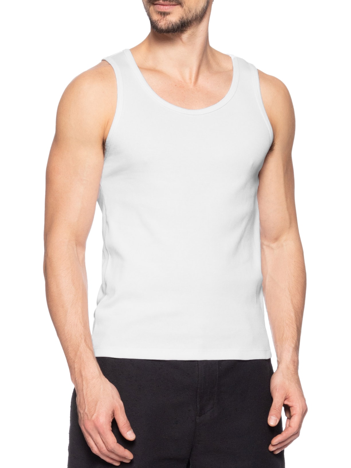 Regata Masculina Ribana Slim Branco Foxton