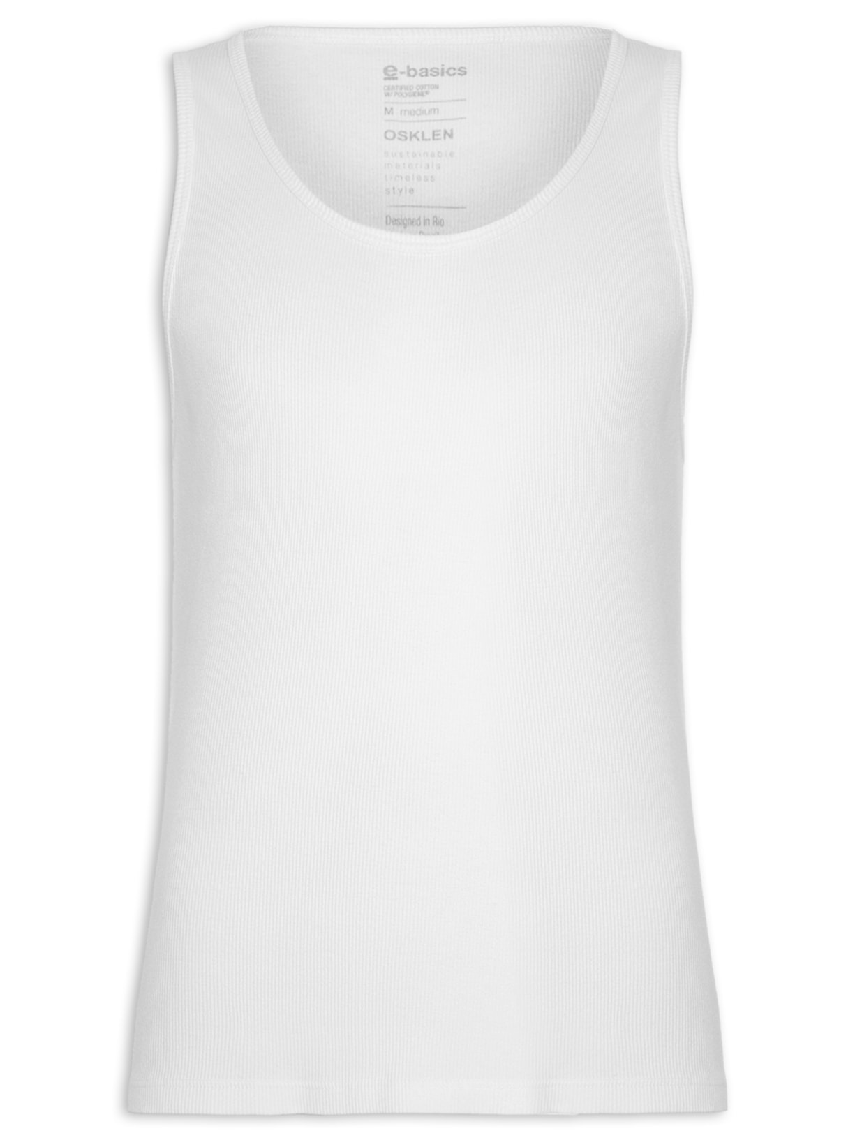 Regata Masculina Ribbed E Basics - Branco