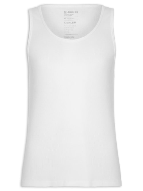 Regata Masculina Ribbed E Basics - Branco