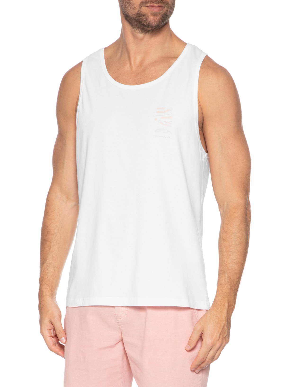 Regata Masculina Silkada Barracas Branco Pineapple