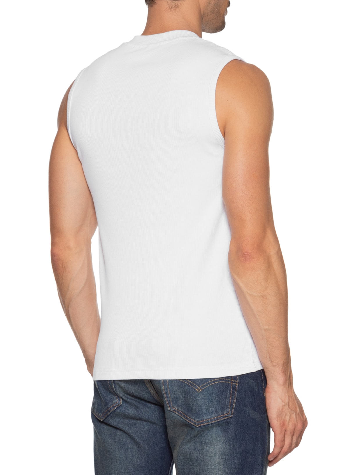 Regata Masculina Slim-Fit Logo Branco Versace Jeans Couture