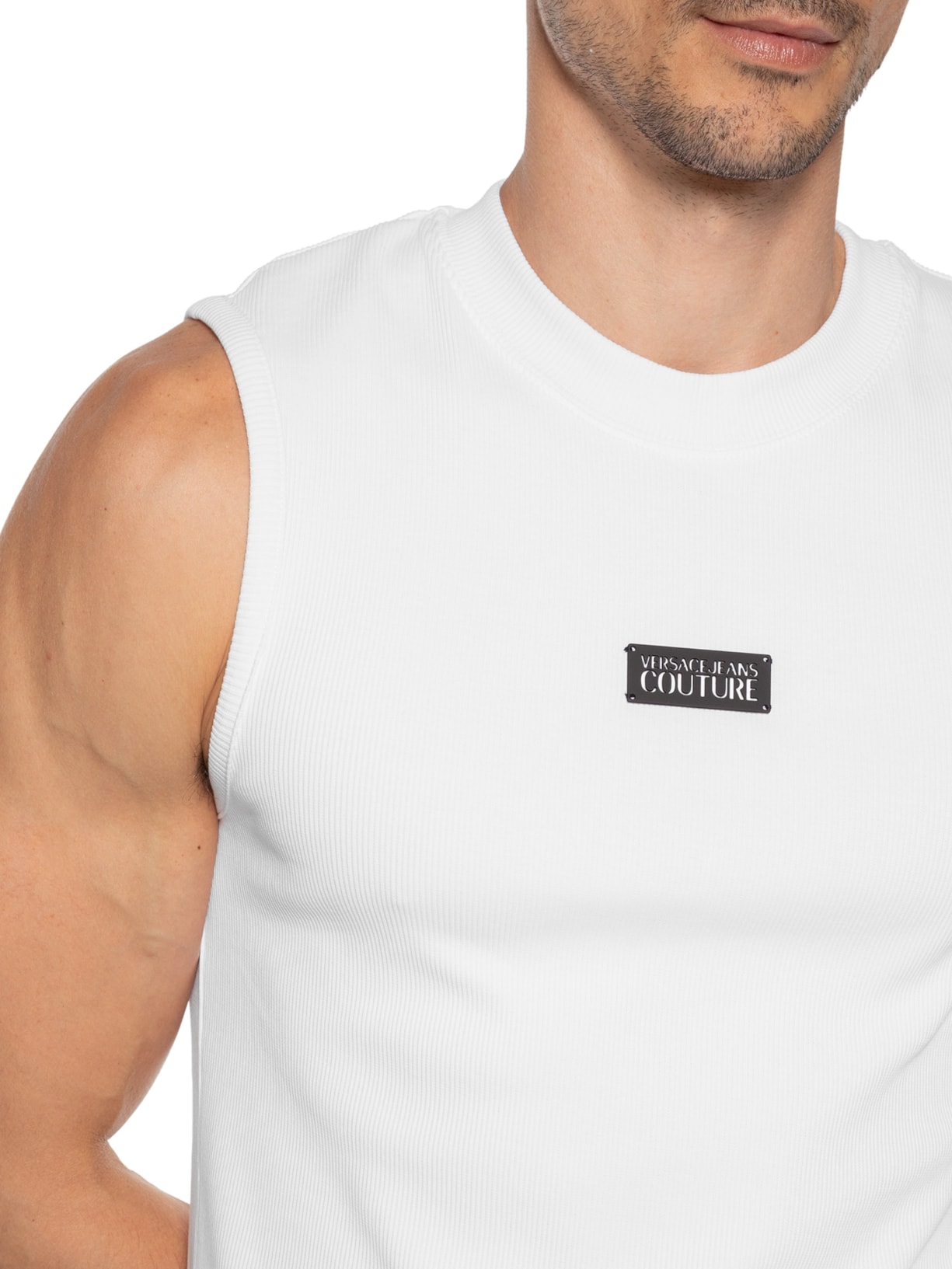 Regata Masculina Slim-Fit Logo Branco Versace Jeans Couture